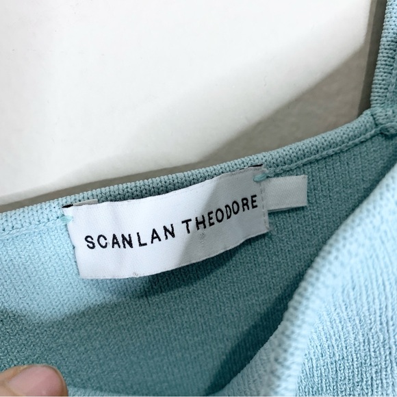 Scanlan Theodore Crepe Knit Square Neck Dress (Sz XS) Midi Light Blue Aqua - Picture 10 of 16